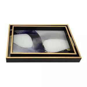 Bandeja de Servicio para Bodas de MDF con Incrustaciones de Resina, Moderna y Clásica, Ecológica, Rectangular, Apta para Lavavajillas, Decoración del Hogar, Platos y Vajilla - Product Image 2