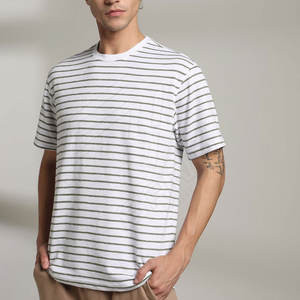 Venta al por mayor de los hombres de la vendimia de gran tamaño de la camiseta con escote largo sólido de algodón de peso pesado cuello falso diseño en blanco - Product Image 1