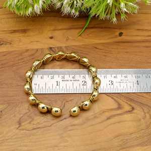 Ball doted brass adjustable <b>bracelet</b> for men, bohemian statement golden bangle jewellery for unisex. - Product Image 2