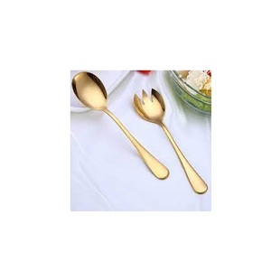 Tenedor de latón de la mejor calidad, cuchara para ensalada, mango largo, helado, inoxidable, 2 piezas, cucharas de latón, uso hecho a mano - Product Image 1