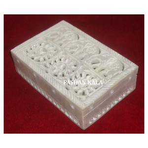 Nuevo último producto indio, Natural esteatita, forma Rectangular, caja de joyería tallada, acabado fino, uso para regalo de boda - Product Image 1