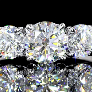 1.40 Cts 14K White Gold Round Shape Three <b>Stone</b> Engagement Ring Luxury Handcrafted Bridal Diamond Jewelry - Product Image 3