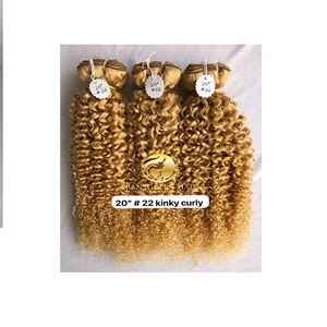 Top mejor calidad 20 "#22 Color Kinky Curly Wholesale's Bundle Raw Indian Temple Directo de India Machine Cabello humano de doble trama - Product Image 1