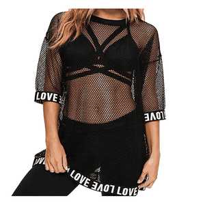 Gran oferta, Camiseta corta personalizada para mujer, camiseta de gimnasio, manga corta de malla transpirable con cuello redondo para ejercicio de verano - Product Image 5