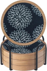 Juego de posavasos de madera clásicos, alfombrillas decorativas hechas a mano naturales para mesa de comedor, café, té, uso doméstico - Product Image 6