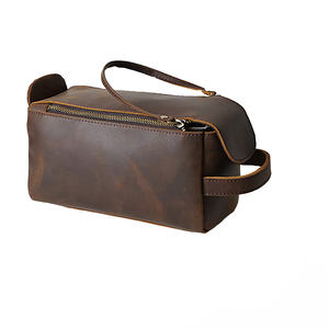 Men's Vintage Genuine Leather Dopp Shaving Set Case Waterproof Zipper Closure Soft Handle Portable for Storage for - Product Image 2