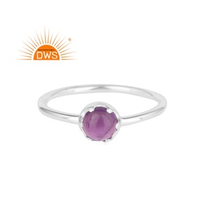 Best Selling Fine Sterling <b>Silver</b> Natural Amethyst Gemstone Stackable <b>Ring</b> Jewelry For Women Gift For Her - Product Image 1