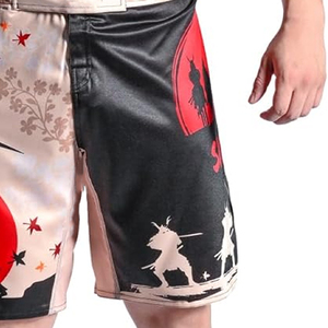 Pantalones cortos MMA de dos colores personalizados de la mejor calidad, paneles gráficos de doble cara, tela elástica para cintura de Velcro, venta superior, ropa de artes marciales - Product Image 4