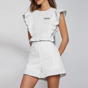 เซ็ตกางเกงขาสั้นสองชิ้นสำหรับผู้หญิงชุดเสื้อและกางเกงขาสั้นสำหรับฤดูร้อนชุดคู่ราคาไม่แพงพร้อมโลโก้ตามสั่ง2025 - Product Image 6