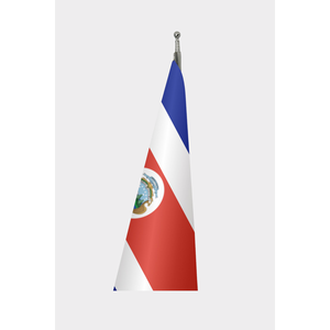 Drapeau d'intérieur officiel du Costa Rica, imprimé numériquement sur mesure, en satin, nylon et coton, avec mât de jardin en aluminium pour l'affichage - Product Image 3