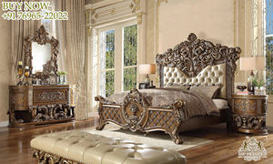 Ensemble de meubles de chambre à coucher de style victorien blanc, 6 pièces, style vintage, 6 pièces, meubles de chambre à coucher en bois de teck blanc - Product Image 2