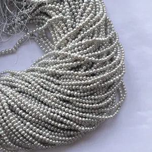 Perles d'eau douce naturelles, 3mm, 4mm, blanches, grises, perles rondes, brin, vente en gros, fournisseur de pierres précieuses du fabricant, vraies perles