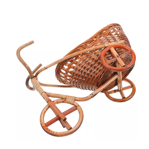 Venta al por mayor respetuosa con el medio ambiente ratán bicicleta maceta almacenamiento mimbre decoración del hogar Decoración de mesa buen precio de Vietnam - Product Image 3