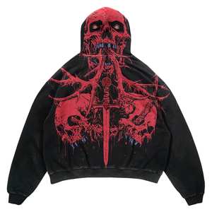 Sudaderas con Capucha Personalizadas al por Mayor para Hombre, 100% Algodón, Estampadas, Casuales, Gruesas, de Felpa, con Cremallera Completa, para Invierno - Product Image 1