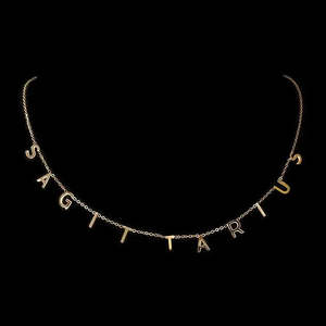 Sagittarius Necklace Rhodium Plated <b>Letter</b> Rose Gold <b>Box</b> Chain Featuring Zircon Diamond Pearl Stylish Wedding Engagement Jewelry - Product Image 1