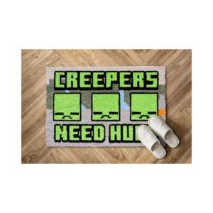 Alfombra de entrada estilo arte moderno de Minecraft, hecha a mano, con diseño de Creepers que necesitan abrazos, decorativa para el hogar, logotipo personalizado - Product Image 2