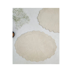 Jute Half White Pearls Embeded Trendy Cotton <b>Placemat</b> 34x46cm Strong Weave Dining Table Mat GOTS Certified India Export Quality - Product Image 1