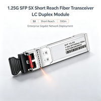 1.25G SFP SX Modul Transceiver Serat Optik Jarak Pendek LC Duplex untuk Penerapan Jaringan Gigabit Perusahaan