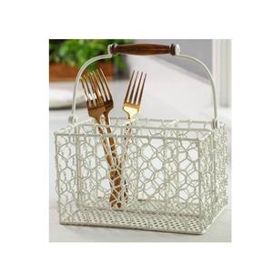 Panier de rangement pour ustensiles de cuisine à collectionner avec poignée en fil de fer paniers en métal léger fabriqués à la main avec quatre colonnes - Product Image 2
