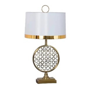 Lámpara de mesa de hierro para restaurante, oficina y sala de estudio, decoración de iluminación, lámpara de escritorio de Metal con revestimiento de latón dorado - Product Image 6
