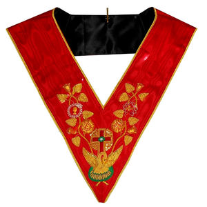 Masónico AASR Collar de cuero de 18 grados Patrón cuadrado bordado a mano Tipo de insignia cosida - Product Image 1