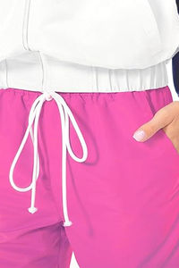 Conjunto deportivo de poliéster de color sólido para mujer, con cremallera, para gimnasio y correr, cómodo y elegante, de dos piezas. - Product Image 6