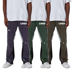 Haute qualité personnalisé hommes velours côtelé survêtement pantalon Flare Style taille élastique mi-taille pantalons décontractés Patchwork Graffiti peinture - Product Image 4