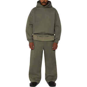 Survêtements en coton de haute qualité surdimensionnés essentiels logo personnalisé survêtement lourd vierge personnalisé pantalons de survêtement et ensembles de sweat à capuche - Product Image 6