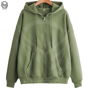 Sudadera con capucha y cremallera personalizada de Material Premium para mujer, patrón sólido al por mayor de alta calidad para invierno - Product Image 2