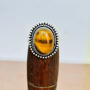 Bague en argent sterling 925 avec pierres précieuses oeil de tigre originales bagues de créateur bague en gros prix usine bijoux en vrac - Product Image 3