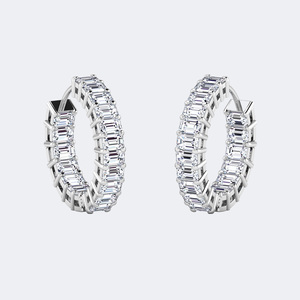 Pendientes de Aro con Corte Esmeralda de 3.60 Quilates, Diamantes Cultivados en Laboratorio, Color D E F, Claridad VVS VS, Oro Blanco, Oro Rosa, Joyería para Mujer, India - Product Image 2