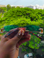 Lunettes de soleil photochromiques UV400 en moissanite, de luxe, pour hommes, personnalisées, style hip-hop, verres verts, très tendance