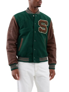 Chaqueta universitaria de béisbol para hombre de alta calidad, nuevo estilo de moda con mangas de cuero de lana bordadas, estilo callejero de lona - Product Image 4