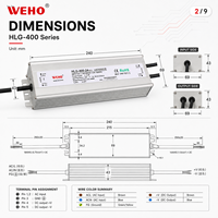 Boîtier en aluminium entièrement protégé Refroidissement naturel Garantie de 2 ans HLG-400-48 400W 8.3A 48V Alimentation électrique à découpage AC/DC