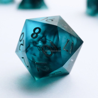 Dés de jeu sportifs équilibrés faits à la main, écologiques et durables, en résine polie de style designer, polyédriques, 7 pièces, thème aventure