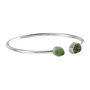 Premium 925 Sterling <b>Silver</b> Trendy Adjustable <b>Bracelet</b> <b>Bangles</b> Emerald Gemstone Rough Shape Twister <b>Bracelet</b> Gift Women - Product Image 1
