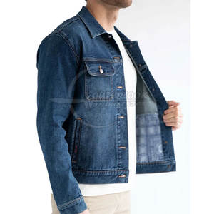 Veste en jean à points ouverts pour hommes, veste en jean à manches longues à prix d'usine - Product Image 6