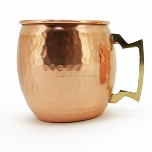 Taza de mula de Moscú de cobre y Metal Vintage de 18oz, taza de cerveza de agua con tapa para el hogar, Hotel, restaurante, uso en la cocina - Product Image 3