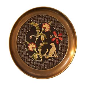 Assiettes rondes de service en laiton pur, de haute qualité, pour restaurants et hôtels, avec motif de paon gravé - Product Image 6