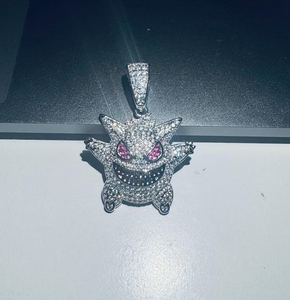 Colgante de Fantasma de Dibujos Animados con Incrustaciones de Diamantes de Imitación VVS, Plata 925, Joyería Hip Hop - Product Image 4