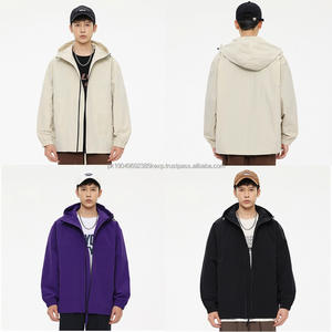 เสื้อแจ็คเก็ตกันลมกันน้ำสำหรับเดินป่ากลางแจ้งแบบมีฮู้ดพร้อมซิป  รับสกรีนโลโก้ หลายขนาด ความยาวปกติ - Product Image 6