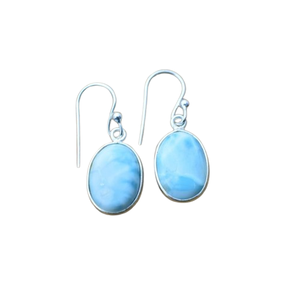 Pendientes clásicos de plata sólida 925, joyería para mujer, Plata de Ley 925, piedras preciosas Larimar, estilo bohemio, pendientes hechos a mano, Regalo para mamá - Product Image 1