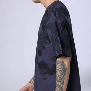 Confortable sur mesure grande taille respirant séchage rapide vêtements de rue tissu de coton lourd hommes T-Shirts - Product Image 5