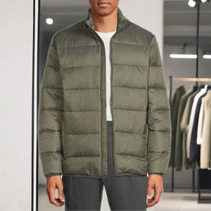 Chaquetas acolchadas de invierno para hombre con logotipo personalizado a la moda, estilo callejero, lona impermeable con capucha y cierre de cremallera frontal, novedad de 2025 - Product Image 1