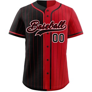 Jersey de béisbol personalizado, camisa de malla de alto rendimiento, uniforme de softball de secado rápido con botones, aparejos de sarga bordados, nombre USA Fit - Product Image 3