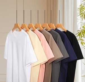 Camiseta de Manga Corta de Algodón Puro de 200g, Cuello Redondo, Corte Holgado, Color Sólido, con Impresión de Logotipo para Hombre, Precio de Fábrica de Bangladesh y China - Product Image 1