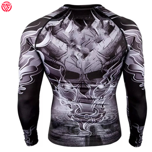 Rashguard unisexe à manches longues de haute qualité, 100 % polyester, anti-UV, 220 g, fabrication sur mesure, fournisseur performant - Product Image 4