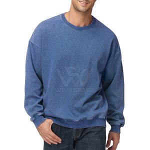 Sweat-shirt lavé à l'acide pour hommes 2025 vente directe d'usine sweat-shirt lavé à l'acide avec logo personnalisé de couleur unie - Product Image 1