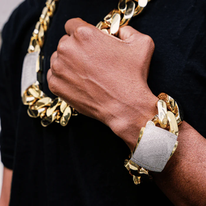 Collier chaîne en or véritable et bracelet à maillons Chaîne et bracelet en or jaune 18 carats pour bijoux de mode pour hommes - Product Image 4