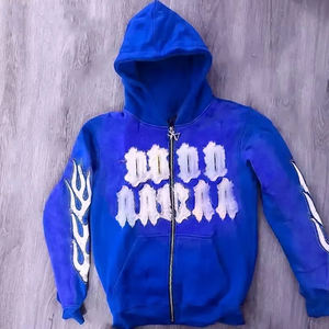 Nuevo último diseño sudaderas con capucha Top 2025 nueva moda mejor diseño Color sólido básico algodón mezclado angustia bordado sudaderas con capucha para hombres - Product Image 6